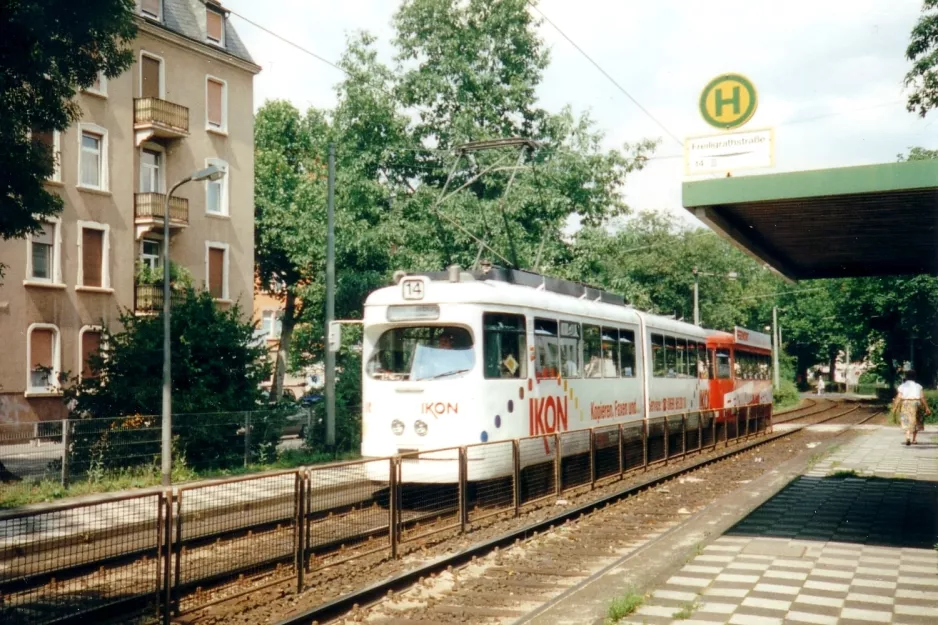 Frankfurt am Main tram line 14 at Freiligrathstraße (1998)