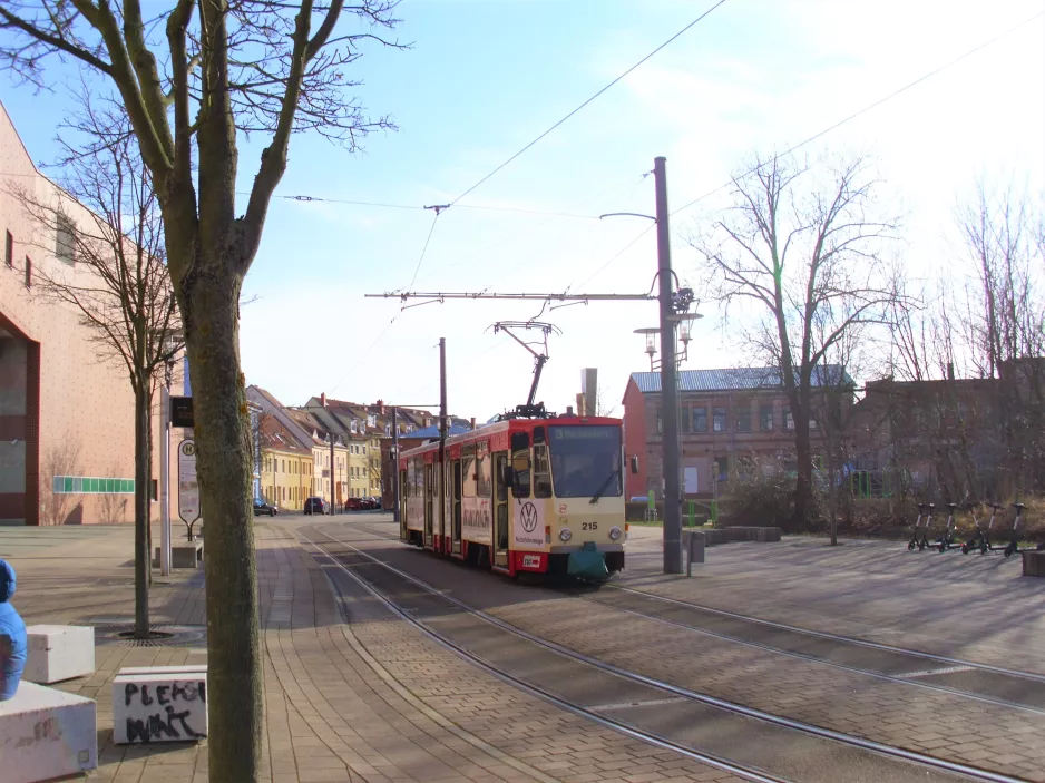 Frankfurt (Oder) extra line 3 with articulated tram 215 on Gartenstraße (2022)