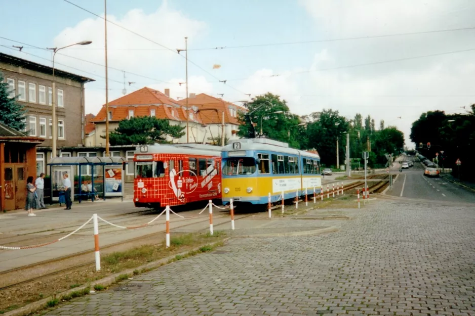 Gotha tram line 1 at Hauptbahnhof (1998)