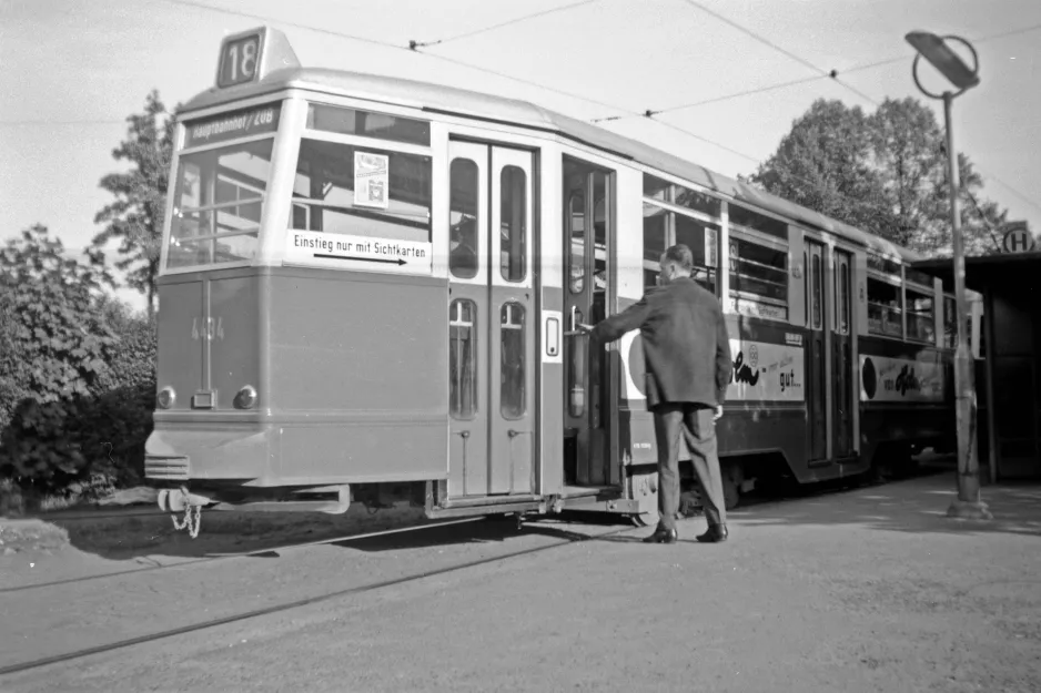Hamburg tram line 18 with sidecar 4484 on Eppendorfer Marktplatz (1965)