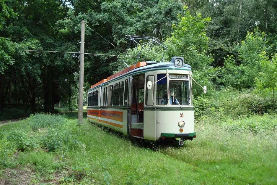 Hannover Hohenfelser Wald with articulated tram 2 outside Straßenbahn-Museum (2008)