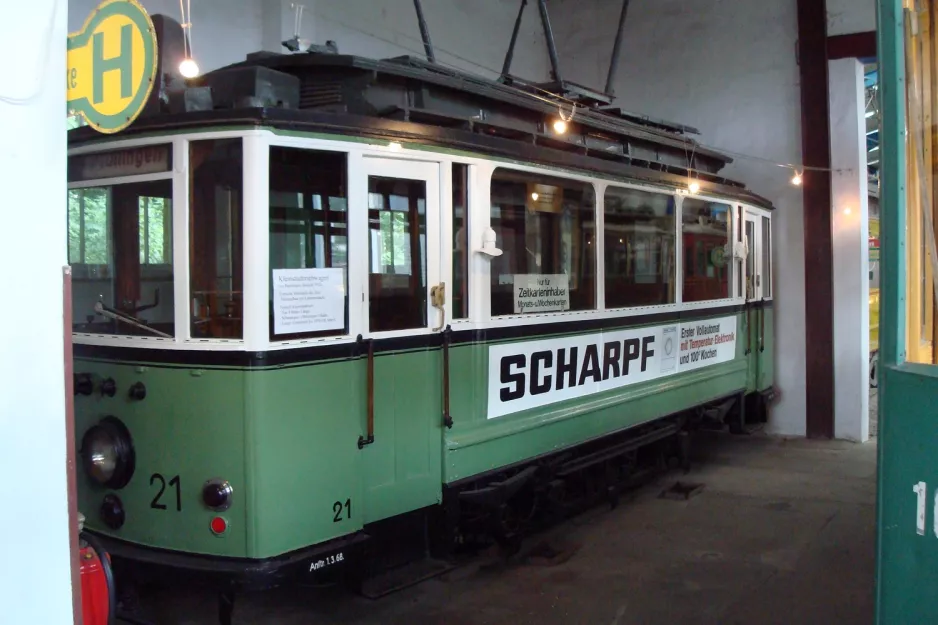 Hannover railcar 21 on Hannoversches Straßenbahn-Museum (2008)