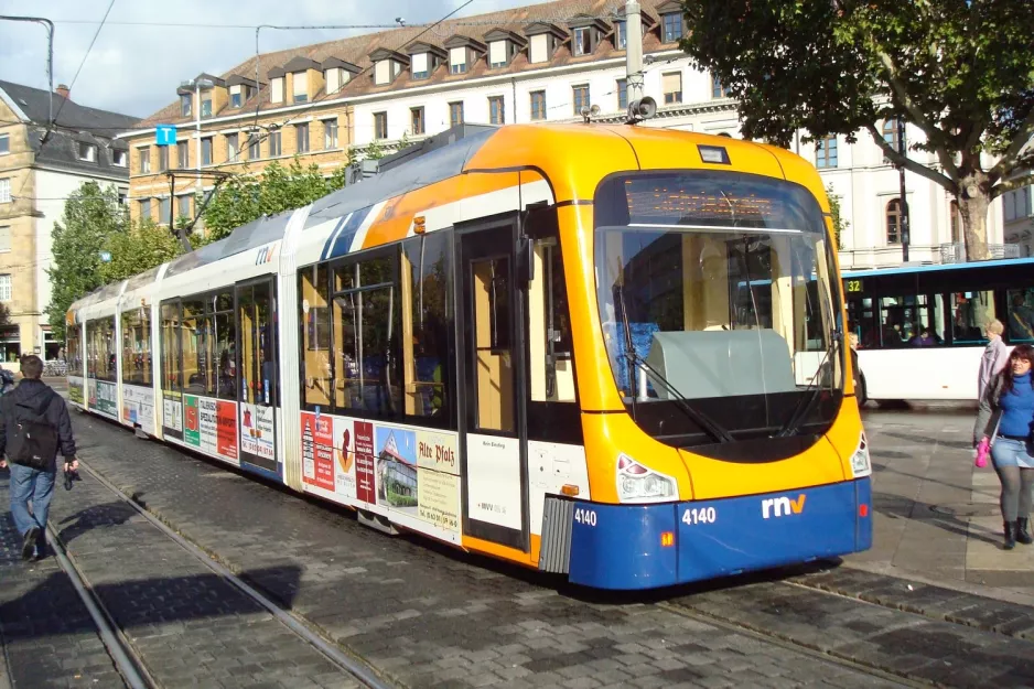 Heidelberg regional line 5 with low-floor articulated tram 4140 at Bismarckplatz (2009)