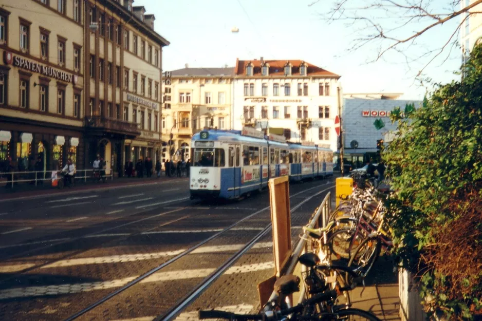 Heidelberg tram line 23  close by Bismarckplatz (2001)