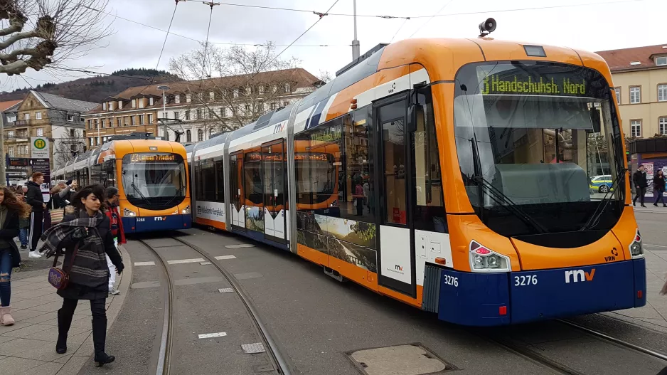 Heidelberg tram line 23 with low-floor articulated tram 3288 at Bismarckplatz (2019)