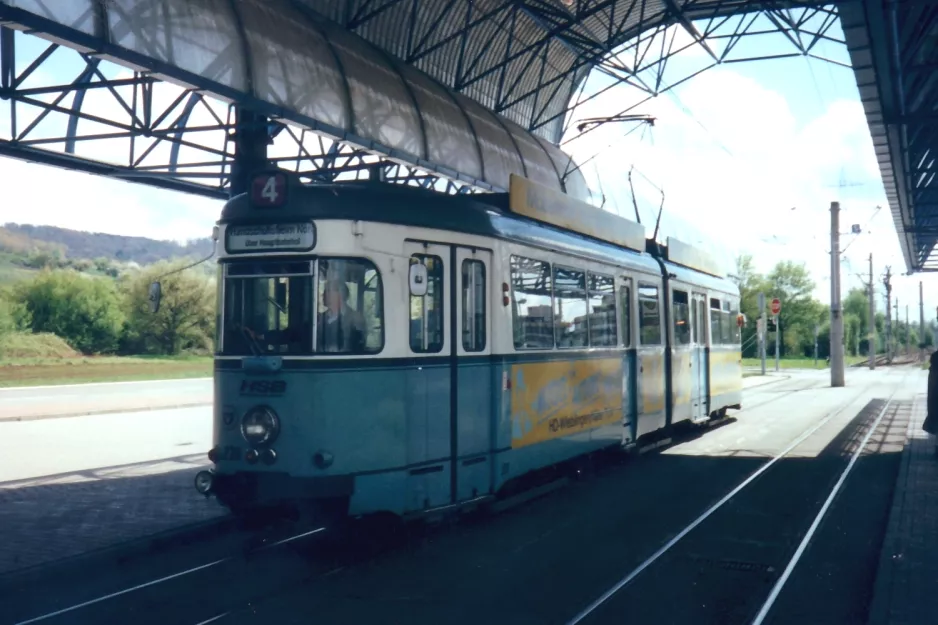 Heidelberg tram line 24 with articulated tram 239 at Rohrbach Süd (1998)