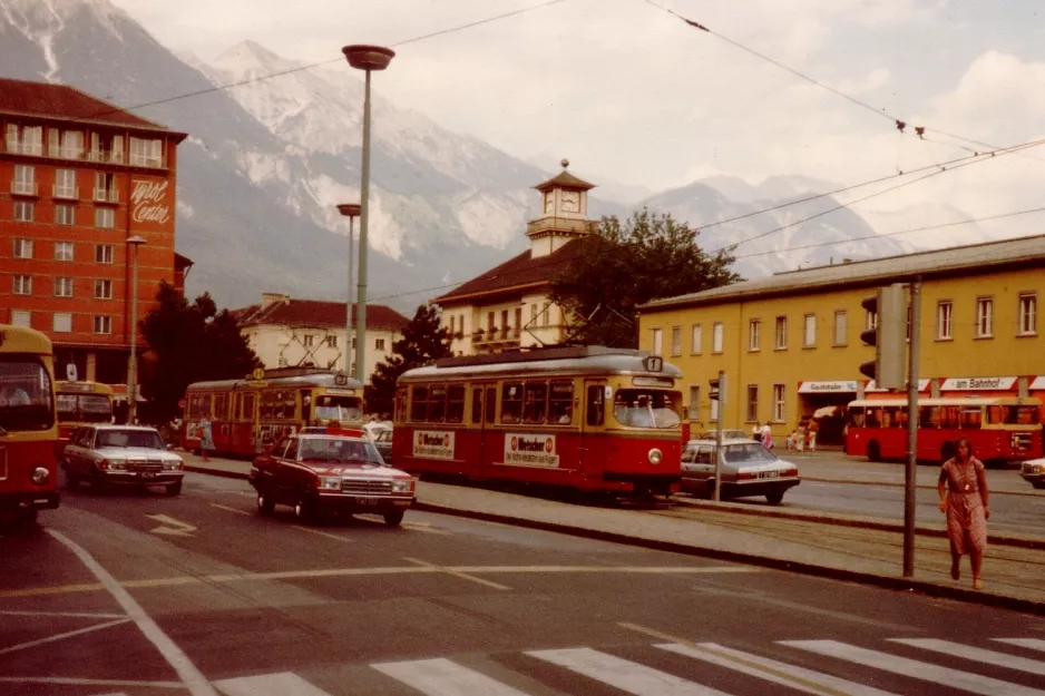 Innsbruck tram line 1  at Hauptbahnhof (1982)