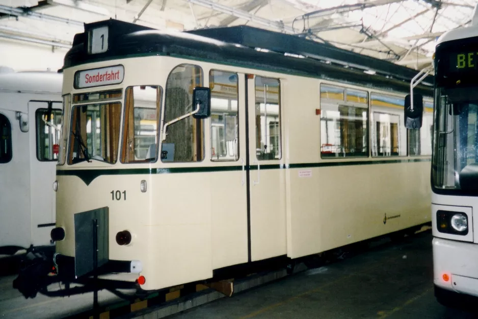 Jena museum tram 101 inside the depot Dornburger Straße (2003)