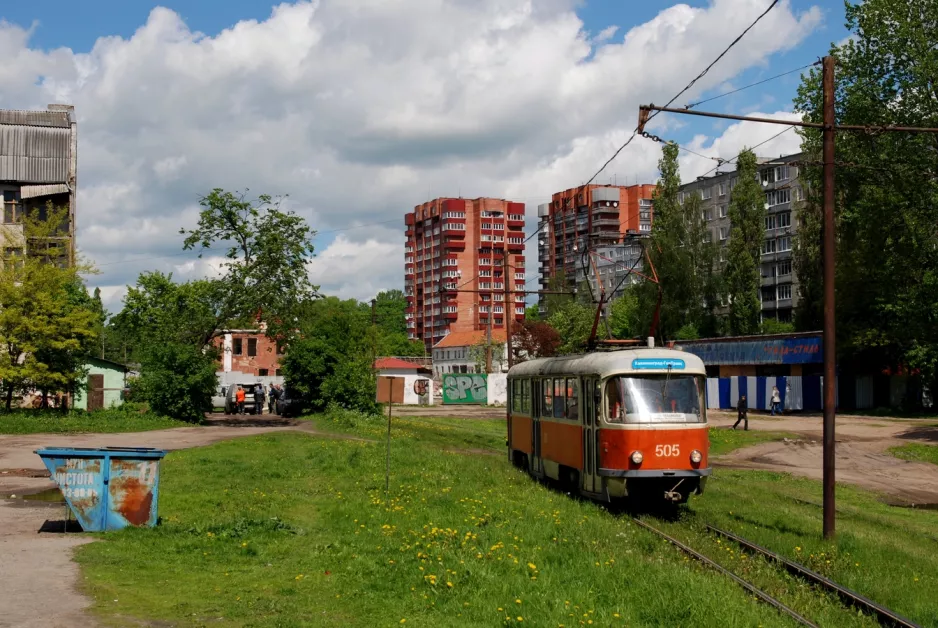 Kaliningrad tram line 1 with railcar 505 on Nerchinskaya Street (2012)