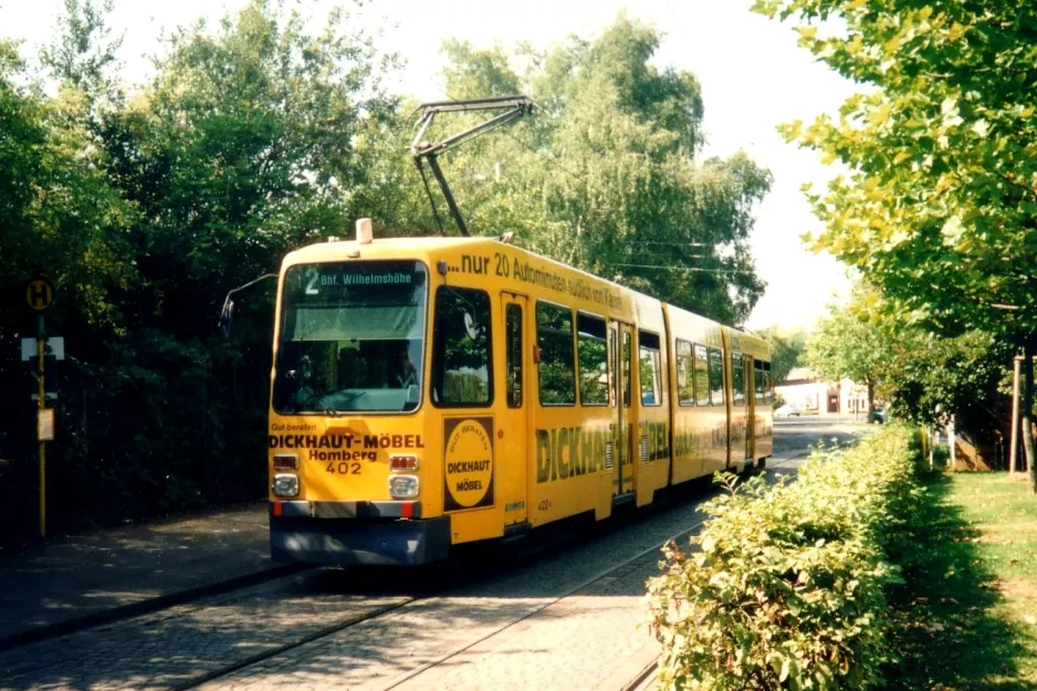 Kassel extra line 2 with articulated tram 402 at Holländische Straße (1999)