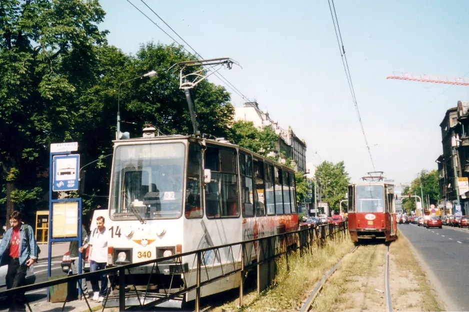 Katowice tram line T14 with railcar 340 at Damrota (2004)
