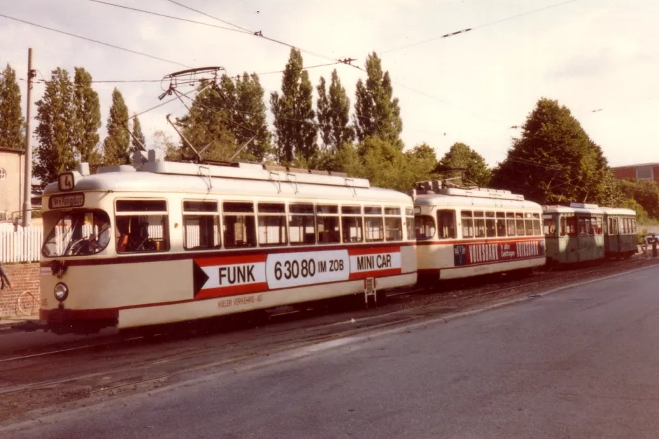 Kiel tram line 4 with railcar 245 at Fähre Holtenau (1981)