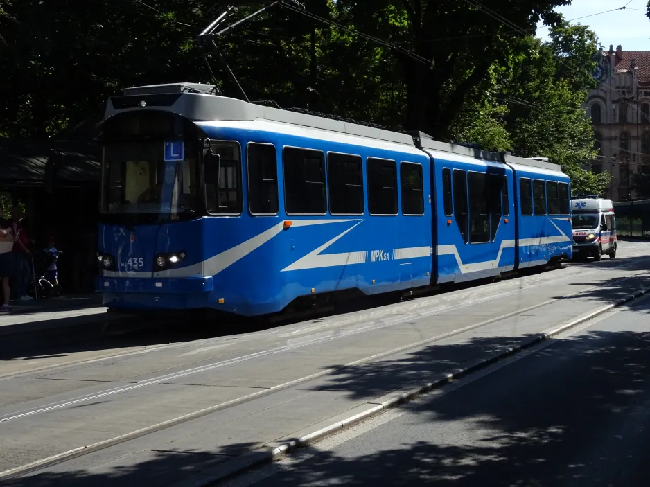 Kraków school tram HL435 at Teatr Bagatela (2024)