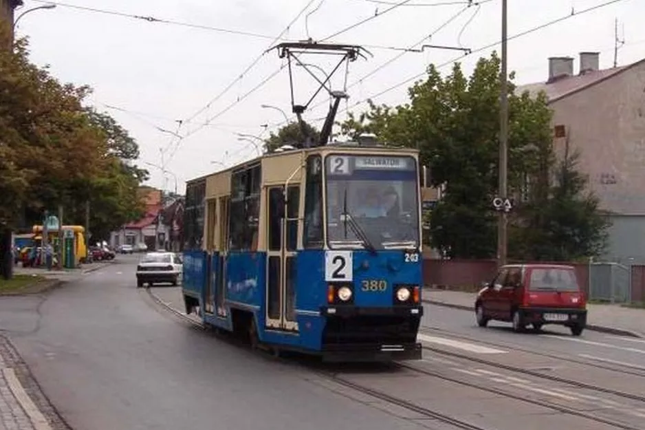 Kraków tram line 2 with railcar 380 on Tadeusza Kościuszki (2005)