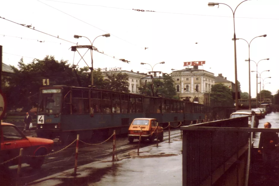 Kraków tram line 4 with railcar 469 on Uliga Lubiez (1984)