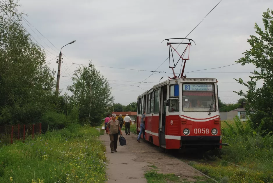 Kramatorsk tram line 3 with railcar 0059 on Tytova Street (2012)