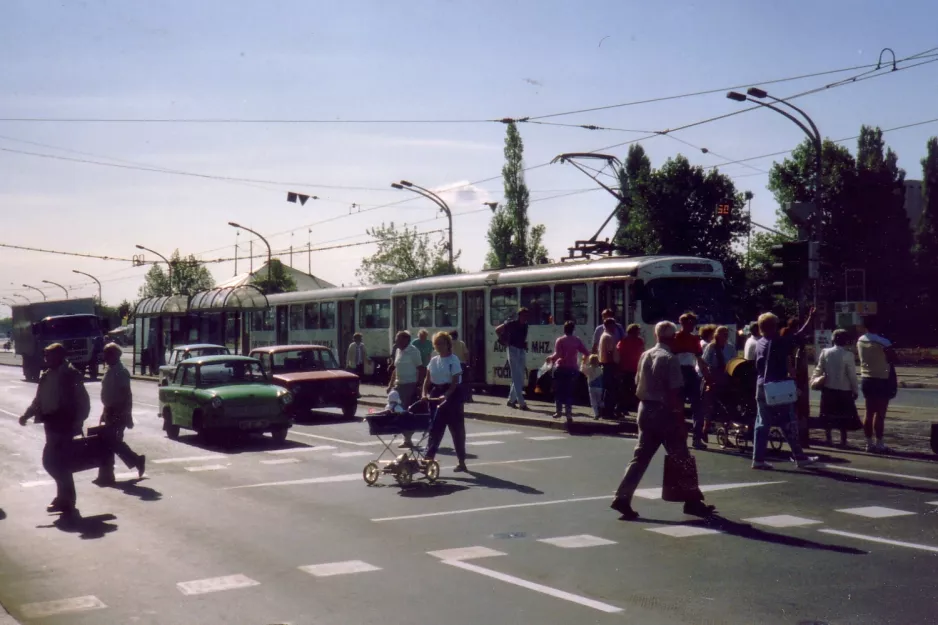 Magdeburg tram line 5 at City Carré Hauptbahnhof (1990)