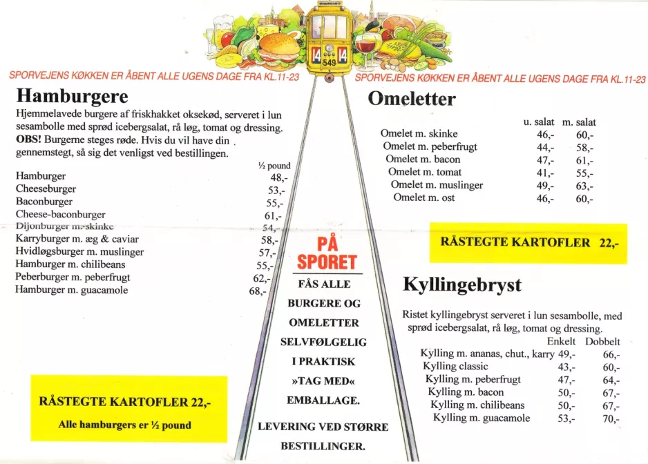 Menu card: Copenhagenmiddle side Sporvejen Burger Bar of the City (2008)