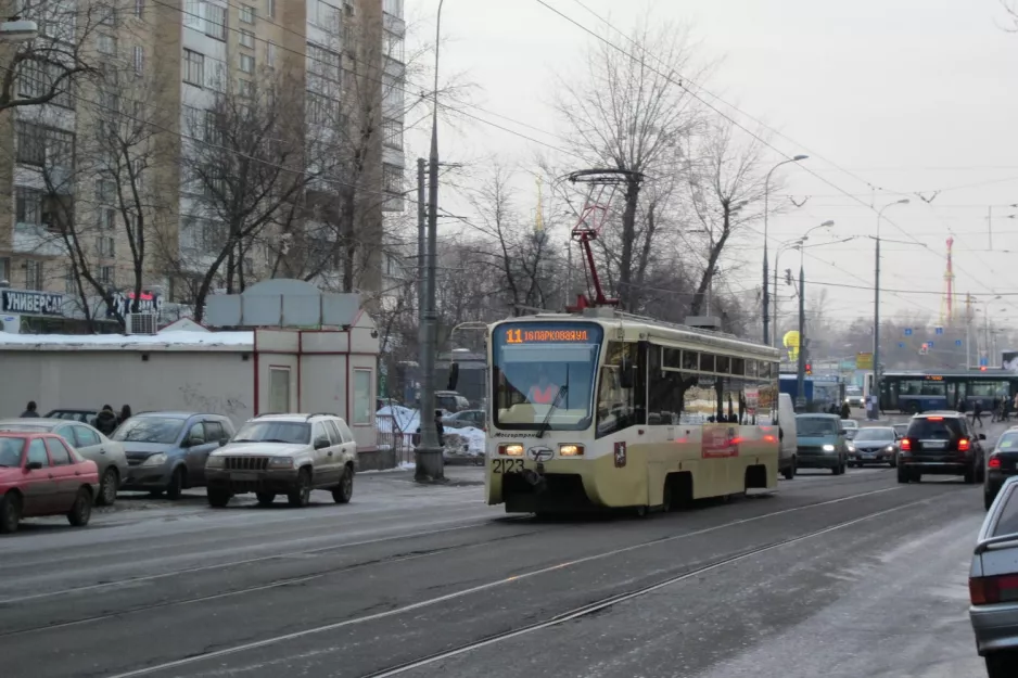 Moscow tram line 11 with railcar 2123 on Borisa Galashkina (2012)