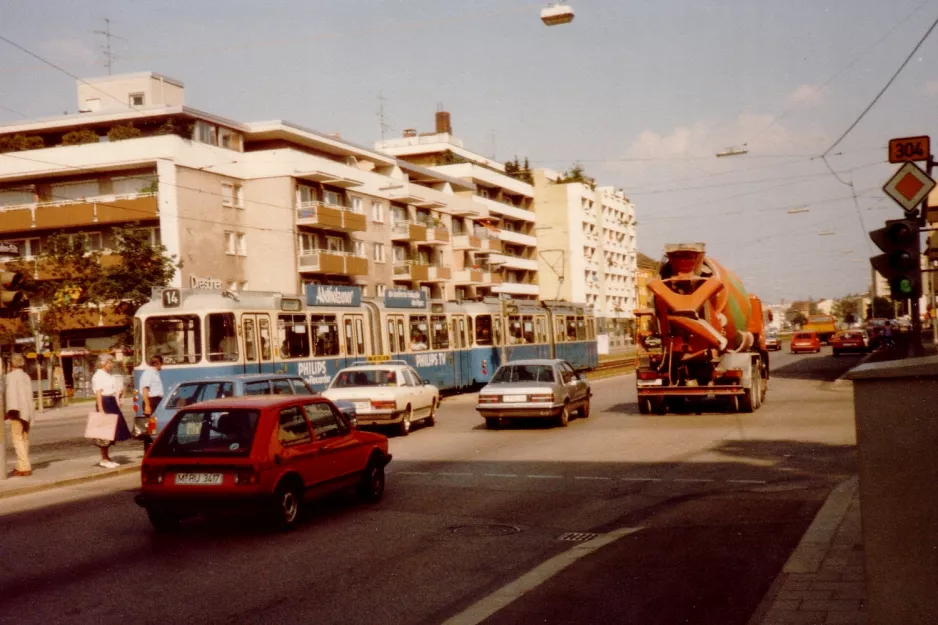 Munich tram line 14  near Schlüsselbergstraße (1982)