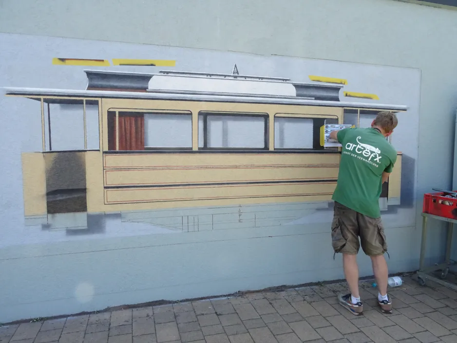 Mural: Potsdam museum tram 9 by S Hauptbahnhof (2024)