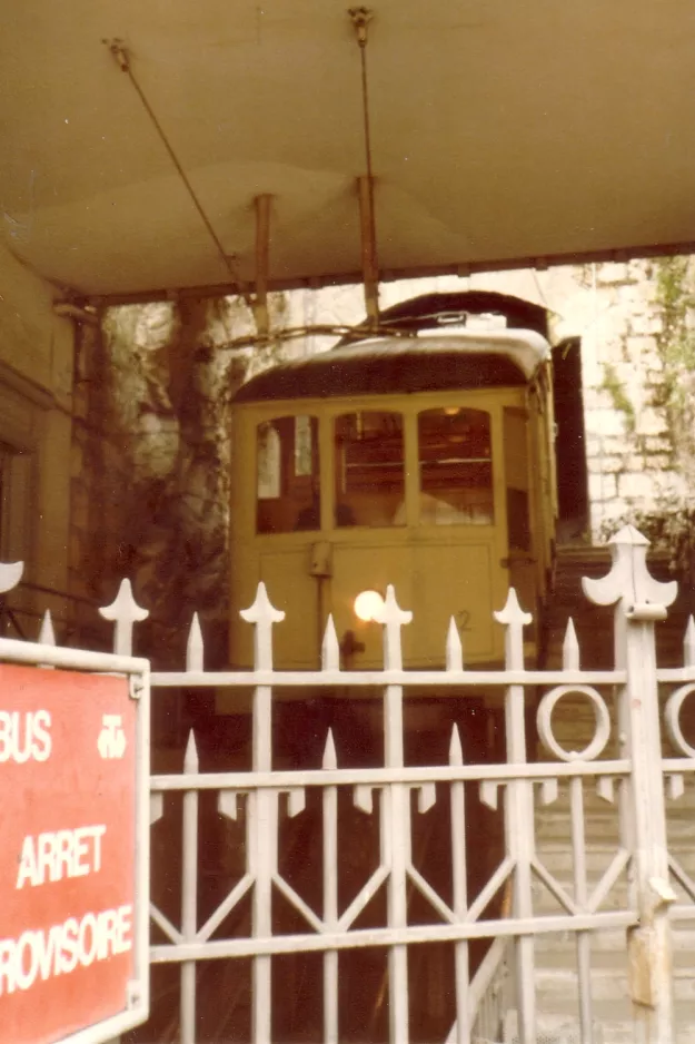 Neuchâtel funicular Ecluce Plan with cable car 2 at Ecluse (1980)