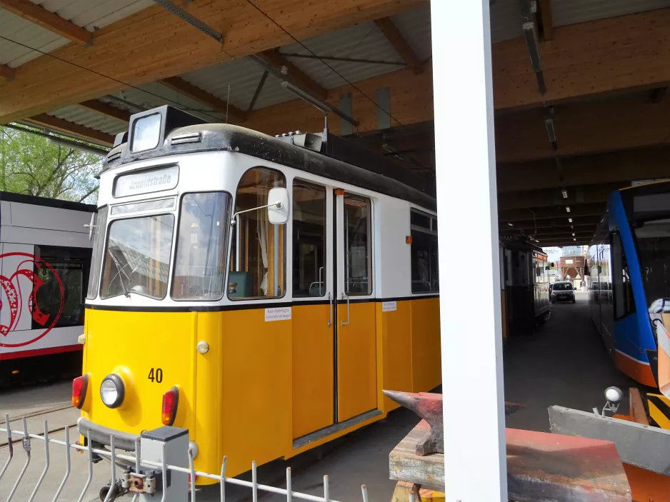 Nordhausen museum tram 40 inside the depot Straßenbahndepot Grimmelallee (2017)