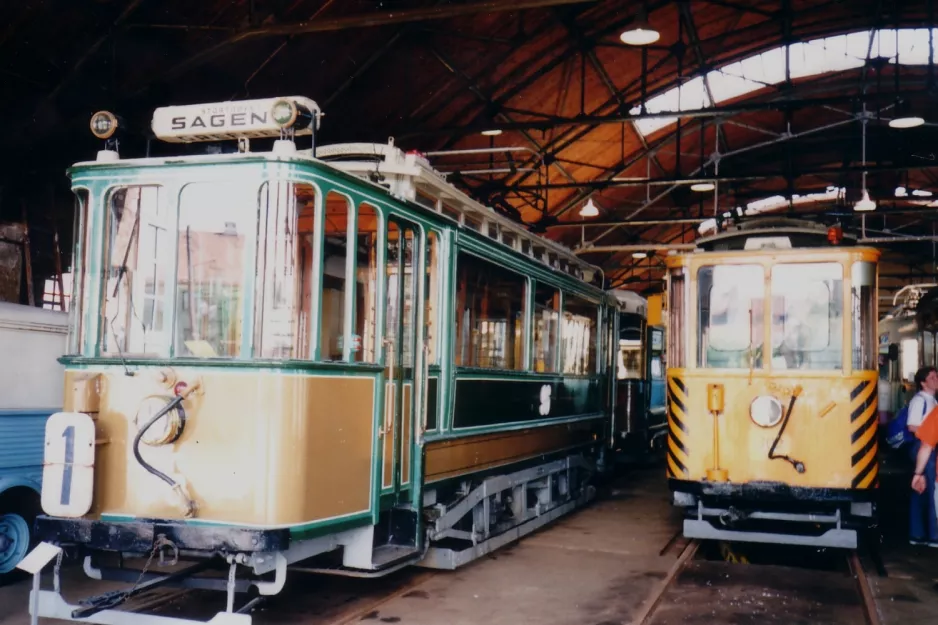 Oslo railcar 96 inside Sagene Remise (1995)