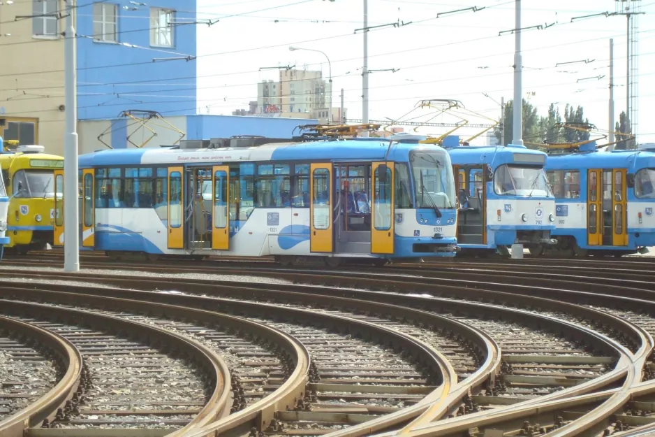 Ostrava railcar 1321 in front of Vozovna Křivá (2008)