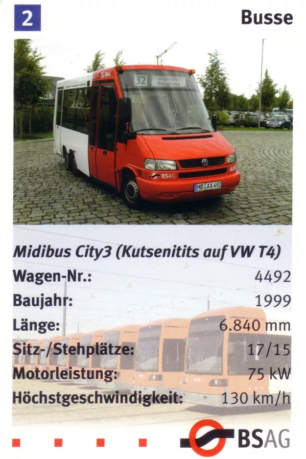 Playing card: Bremen Midibus City3 (Kutsenitits auf VW T4) (2006)