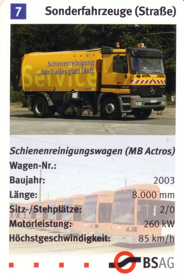 Playing card: Bremen Schienenreinigungswagen (MB Actros) (2006)