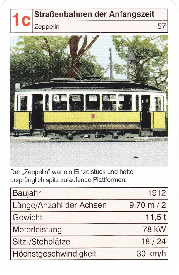 Playing card: Karlsruhe railcar 57 (2002)