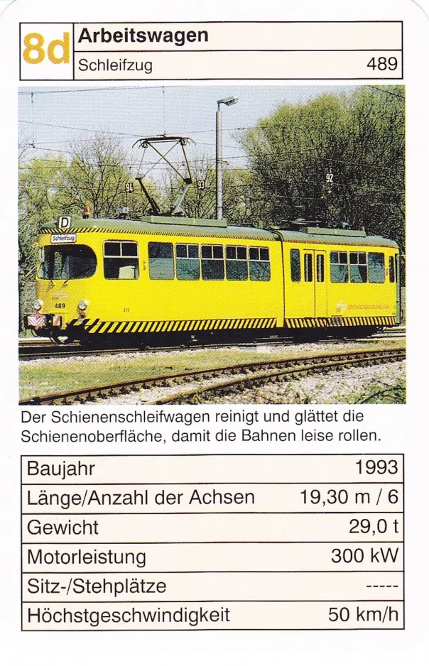 Playing card: Karlsruhe service vehicle 489 Arbeitswagen Schleizug (2002)