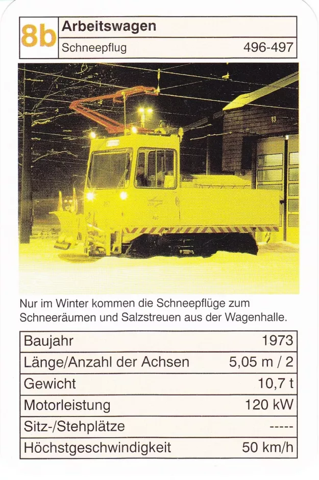 Playing card: Karlsruhe snowplow 497 Arbeitswagen Schneepflug (2002)