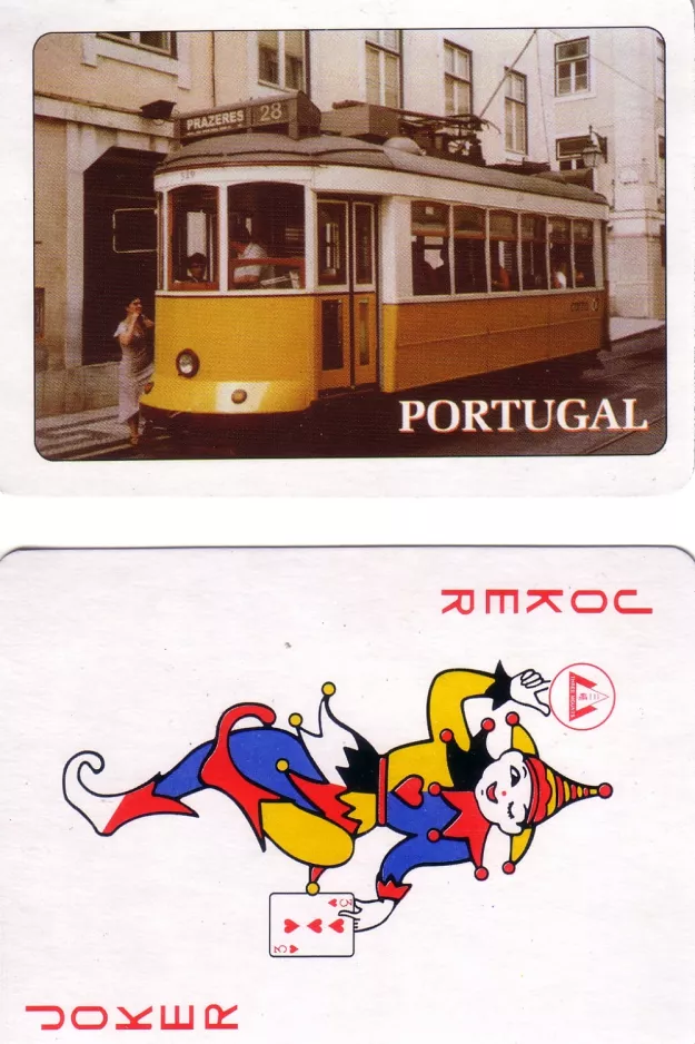 Playing card: Lisbon tram line 28E with railcar 549 (2008)