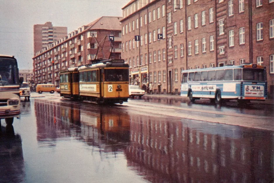 Postcard: Aarhus tram line 2 with railcar 1 on Skanderborgvej (1971)