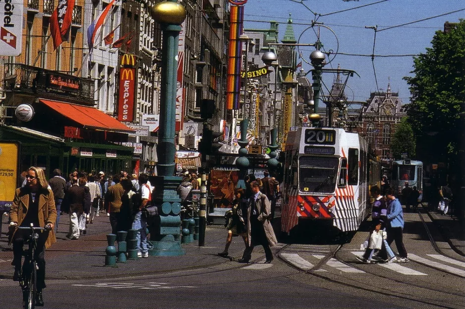 Postcard: Amsterdam extra line 20 on Damrak (1988)