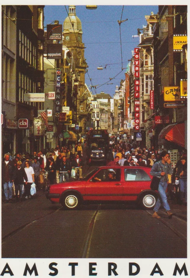 Postcard: Amsterdam tram line 1 on Leidsestraat (1993)