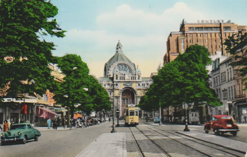 Postcard: Antwerp tram line 24  near Diamant Metro Station (1933)