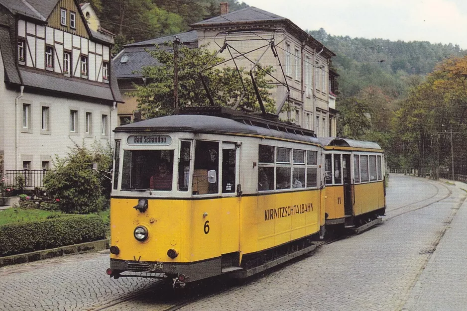 Postcard: Bad Schandau Kirnitzschtal 241 with railcar 6 on Kirnitzschtalstraße, Bad Schandau (1981)