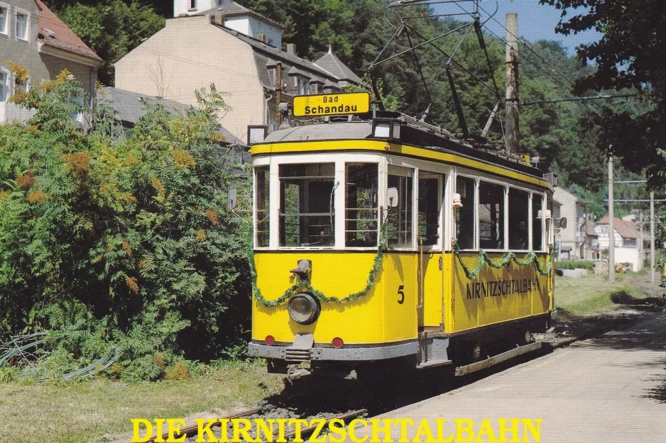 Postcard: Bad Schandau Traditionsverkehr with museum tram 5 at Kurpark  Bad Schandau (2000)