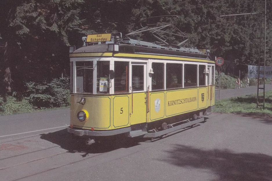 Postcard: Bad Schandau Traditionsverkehr with museum tram 5 close by Lichtenhainer Wasserfald (1980)