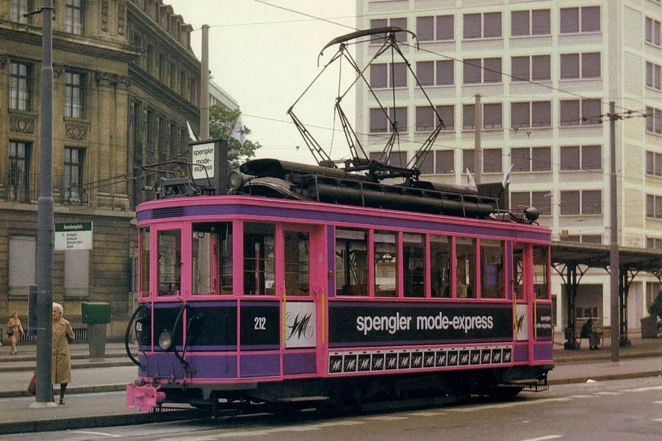 Postcard: Basel Mode-Express with railcar 212 at Aeschenplatz (1979)