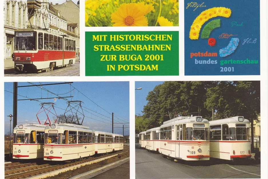 Postcard: Berlin articulated tram 001 near Brandenburger Str. (2001)