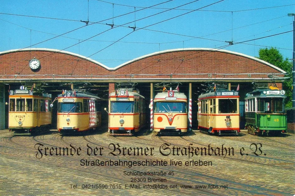 Postcard: Bremen railcar 134 in front of the depot Sebaldsbrück (2003)