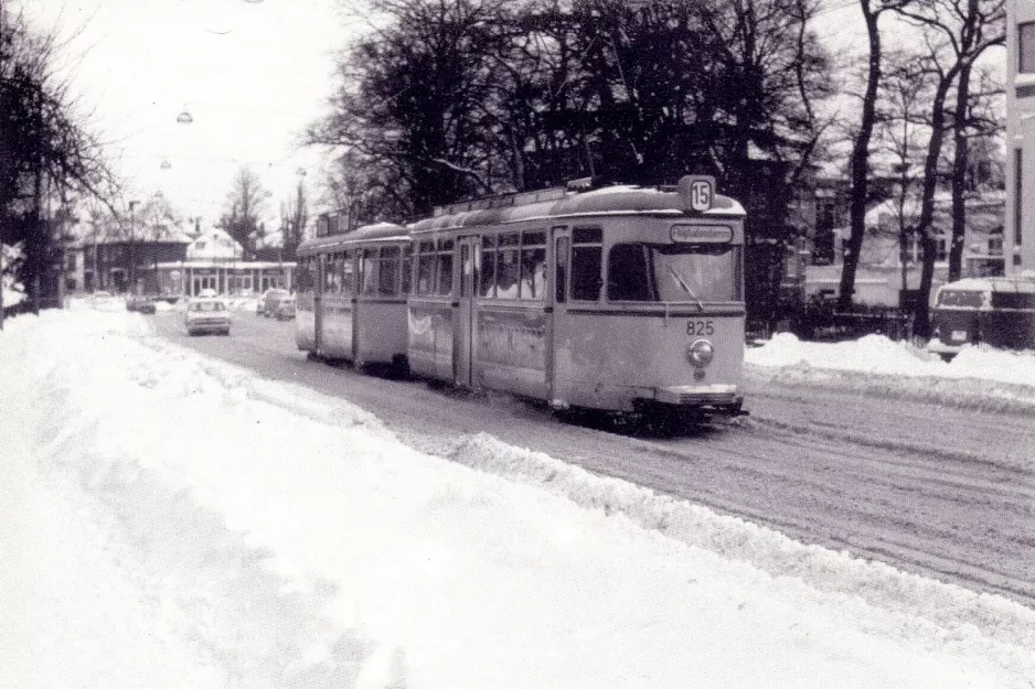 Postcard: Bremen tram line 15 with railcar 825 on Hermann-Böse-Straße (1960-1969)
