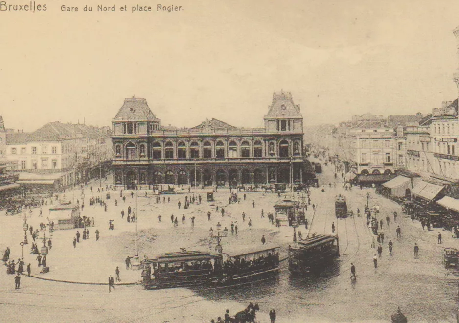 Postcard: Brussels on Place Rogier/Rogierplein (1900)