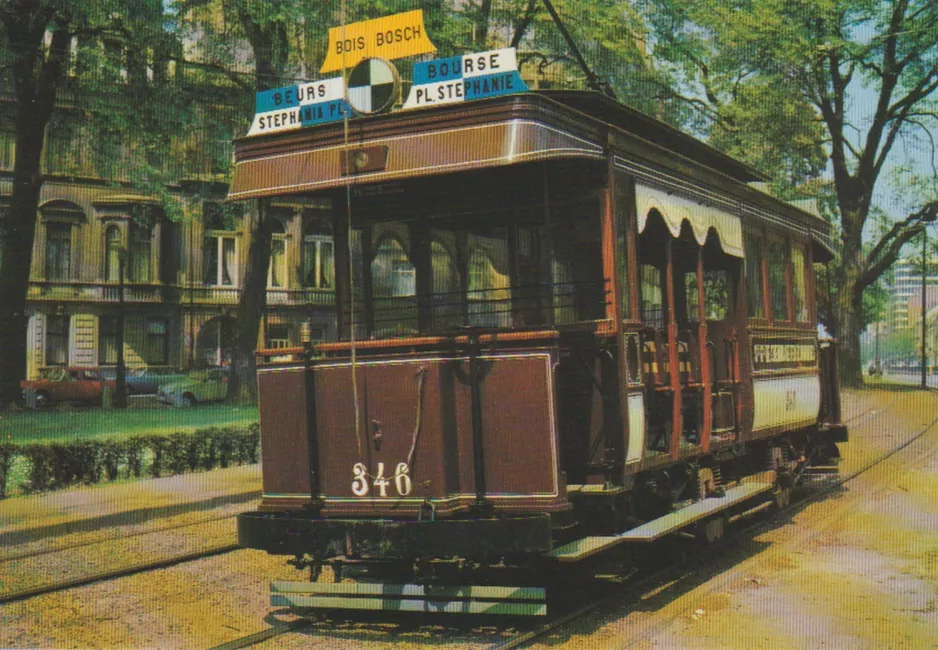 Postcard: Brussels railcar 346 "California" on Avenue de Tervueren (1990)
