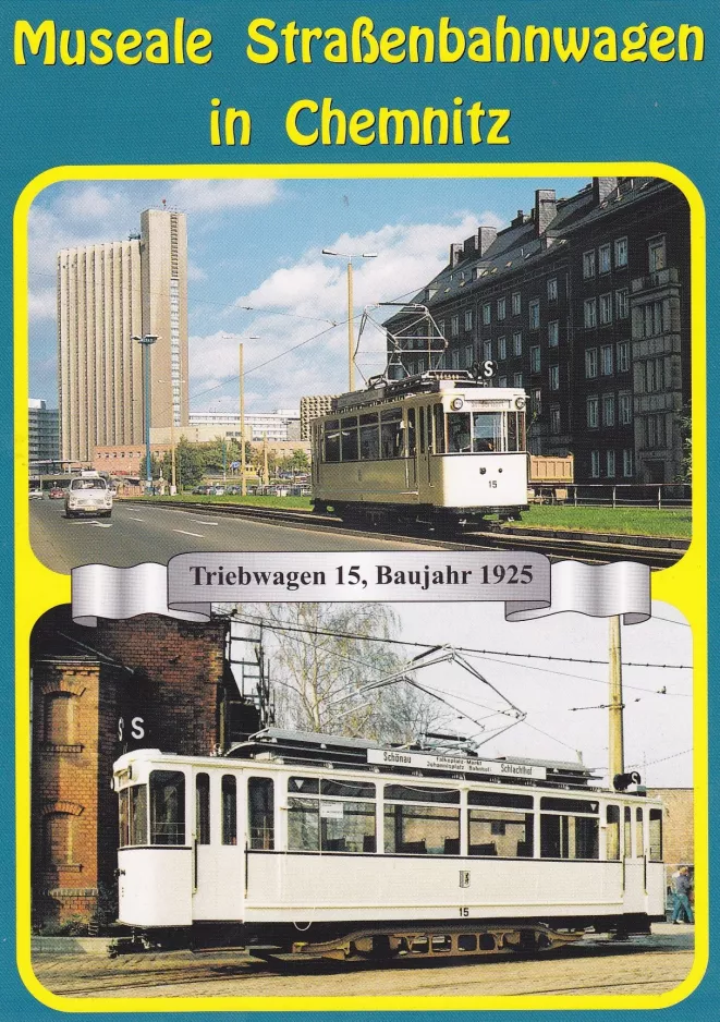 Postcard: Chemnitz railcar 15 on Zwickauer Straße (1988)