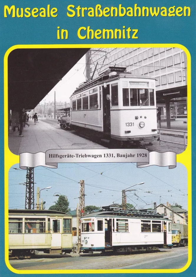Postcard: Chemnitz service vehicle 1331 at Zentralhaltestelle (1988)